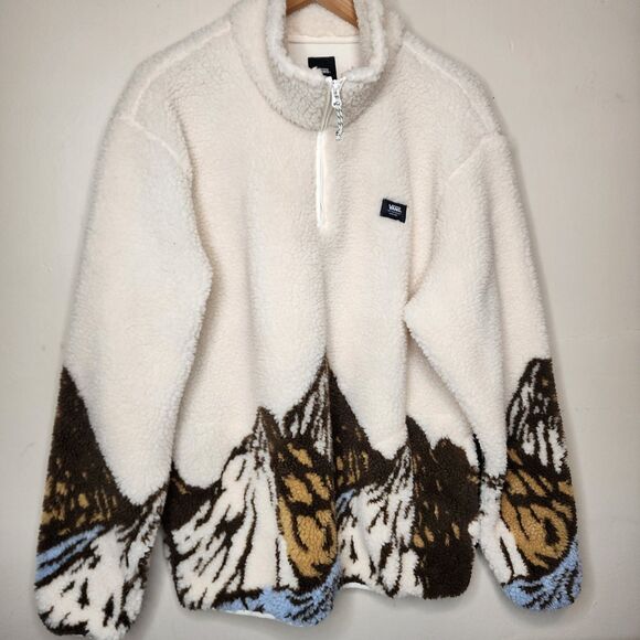 Vans Mt Sherpa Q Zip Fleece Jacket Sweatshirt Mountain Mens Large Ski High Pile - Picture 7 of 15